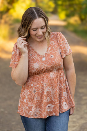 Emery Ruffle Top - Cocoa Floral by Michelle Mae