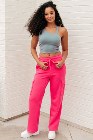 Run, Don't Walk Cargo Sweatpants in Flamingo Pink by Rae Mode