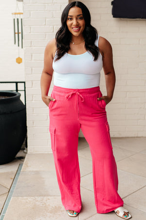 Run, Don't Walk Cargo Sweatpants in Flamingo Pink by Rae Mode