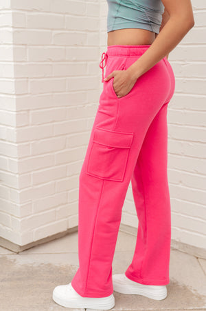 Run, Don't Walk Cargo Sweatpants in Flamingo Pink by Rae Mode