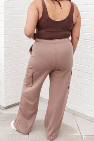 Run, Don't Walk Cargo Sweatpants in Smokey Brown by Rae Mode