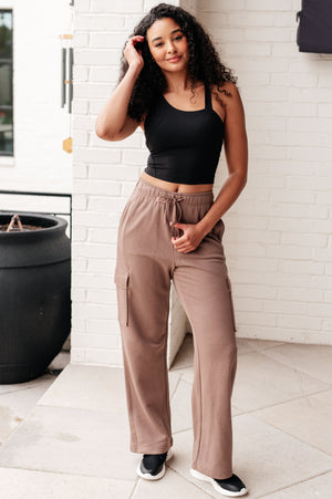 Run, Don't Walk Cargo Sweatpants in Smokey Brown by Rae Mode