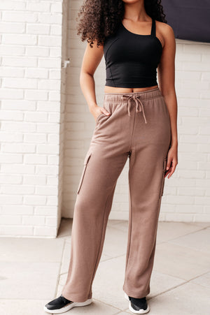 Run, Don't Walk Cargo Sweatpants in Smokey Brown by Rae Mode