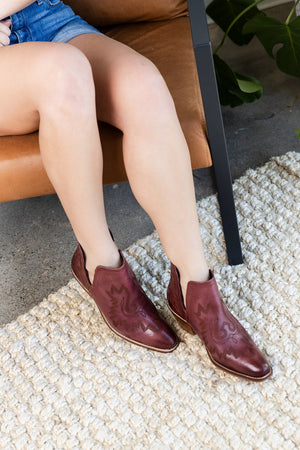 Kickin' Leather Booties in Burgundy - by Naught Monkey