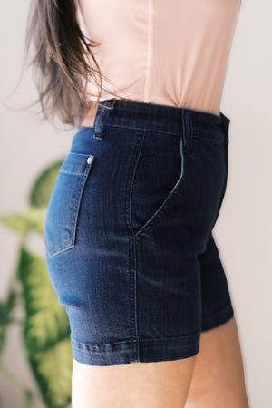 Judy Blue High Waist Dark Wash Denim Trouser Shorts