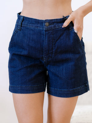 Judy Blue High Waist Dark Wash Denim Trouser Shorts