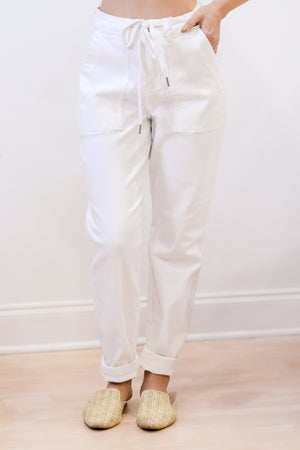 Judy Blue High Waist Chalk It Up White Denim Joggers