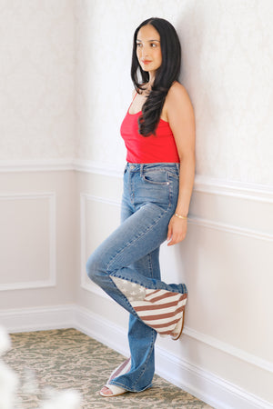 Judy Blue High Waist Americana Freedom Rings Flag Print Flare