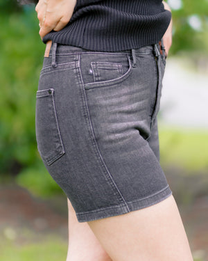 Judy Blue High Waist Tummy Control Black Denim Short