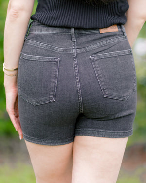 Judy Blue High Waist Tummy Control Black Denim Short