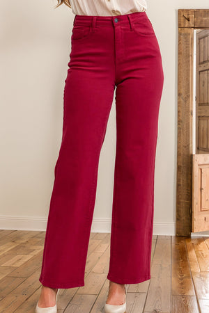 Judy Blue High Waist Scarlet Hearts Straight Leg Jeans