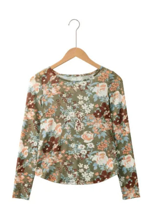 Floral Print Scoop Neck Mesh Top - 3 colors