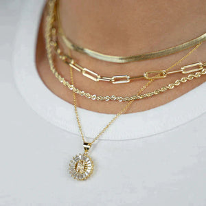 Mini Radiant Initial Necklace - Gold or Silver by Sis Kiss