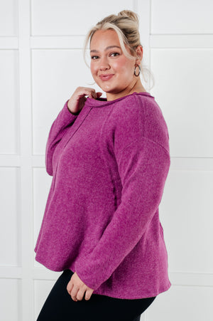 Zenana Simple Silhouette Brushed Hacci Sweater in Light Plum