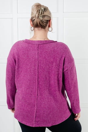 Zenana Simple Silhouette Brushed Hacci Sweater in Light Plum