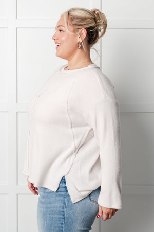 Zenana Simple Silhouette Brushed Hacci Sweater in Sand Beige