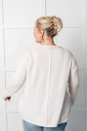 Zenana Simple Silhouette Brushed Hacci Sweater in Sand Beige