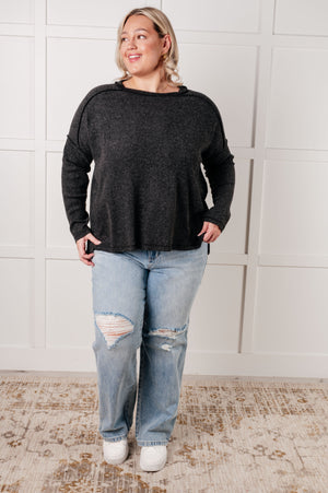 Zenana Simply Basic Ribbed Hacci Sweater in Black