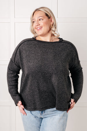 Zenana Simply Basic Ribbed Hacci Sweater in Black