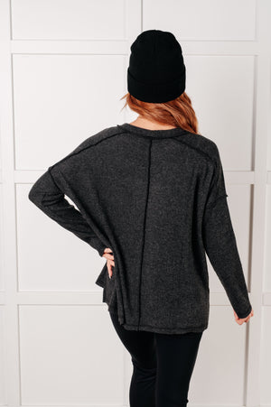 Zenana Simply Basic Ribbed Hacci Sweater in Black