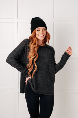 Zenana Simply Basic Ribbed Hacci Sweater in Black