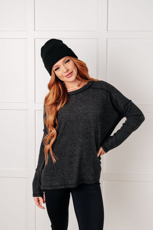 Zenana Simply Basic Ribbed Hacci Sweater in Black