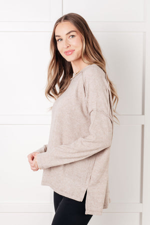 Zenana Simply Basic Ribbed Hacci Sweater in H Mocha