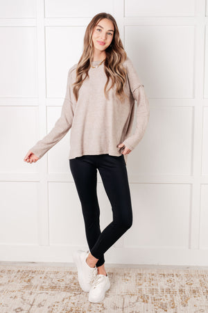 Zenana Simply Basic Ribbed Hacci Sweater in H Mocha