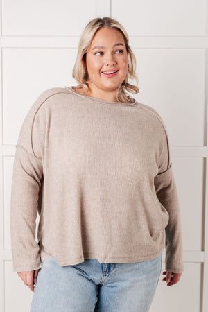 Zenana Simply Basic Ribbed Hacci Sweater in H Mocha