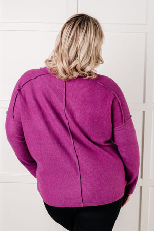 Zenana Simply Basic Ribbed Hacci Sweater in Light Plum