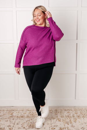 Zenana Simply Basic Ribbed Hacci Sweater in Light Plum