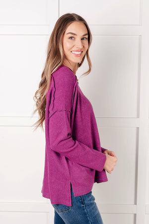 Zenana Simply Basic Ribbed Hacci Sweater in Light Plum