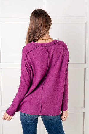 Zenana Simply Basic Ribbed Hacci Sweater in Light Plum