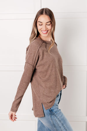 Zenana Simply Basic Ribbed Hacci Sweater in Mocha