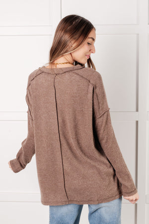 Zenana Simply Basic Ribbed Hacci Sweater in Mocha