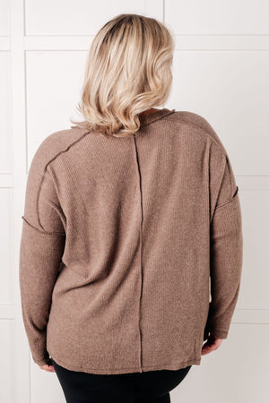 Zenana Simply Basic Ribbed Hacci Sweater in Mocha