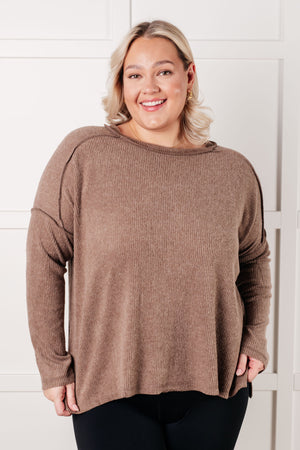 Zenana Simply Basic Ribbed Hacci Sweater in Mocha