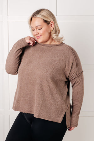 Zenana Simply Basic Ribbed Hacci Sweater in Mocha