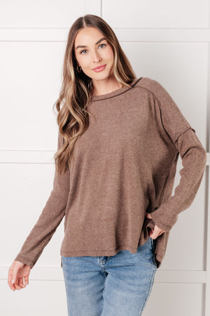 Zenana Simply Basic Ribbed Hacci Sweater in Mocha