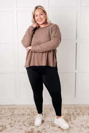 Zenana Simply Basic Ribbed Hacci Sweater in Mocha