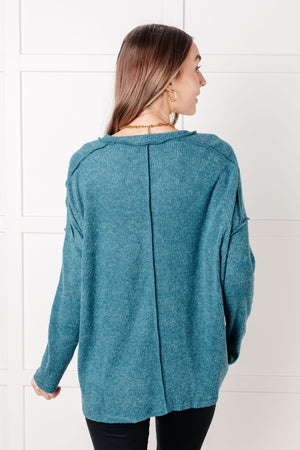 Zenana Simply Basic Ribbed Hacci Sweater in Teal