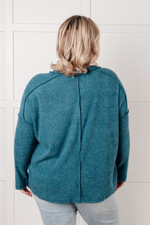 Zenana Simply Basic Ribbed Hacci Sweater in Teal