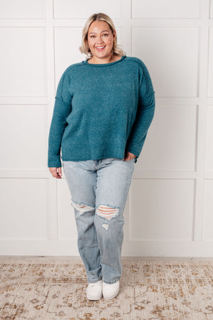 Zenana Simply Basic Ribbed Hacci Sweater in Teal