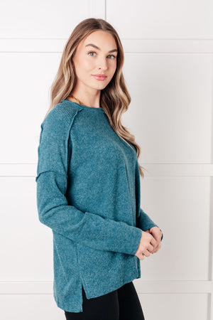 Zenana Simply Basic Ribbed Hacci Sweater in Teal