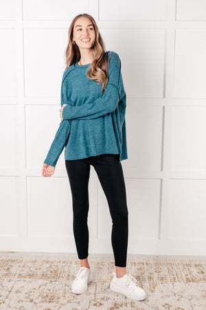 Zenana Simply Basic Ribbed Hacci Sweater in Teal