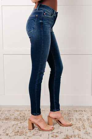 Judy Blue High Waist Dark Wash Brushed Thermal Skinny Jeans