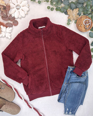 PREBOOK Skylar Sherpa Fullzip - Cranberry