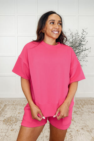 Zenana Slow Sunday Ribbed Knit Set in Hot Pink