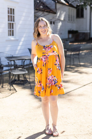 Rory Ruffle Dress - Golden Floral by Michelle Mae