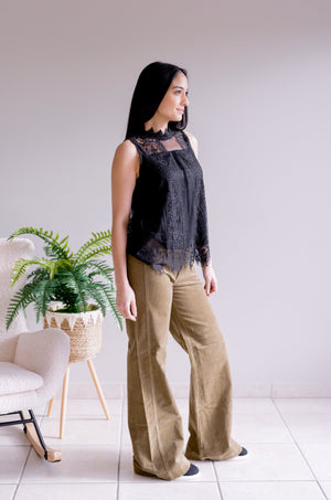 Spring Whispers Lace Top Black